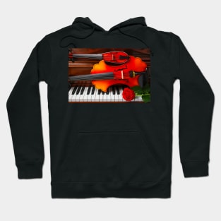 Baroque Vuolin And Pocket Violin On Piano Hoodie